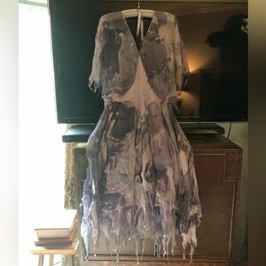 Purple sheer handkerchief dress crystals beads 1930’s style vintage